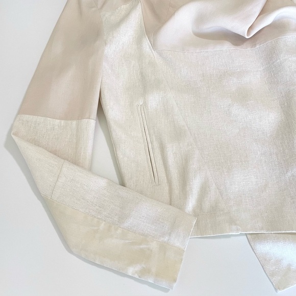 Laura Siegel Hemp Tencel Blend Draped Waterfall Jacket Mixed Media Natural Small - Picture 7 of 11